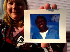 Dutch Zulu friend Annabelle holding a picture of Zulu
